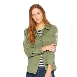 Levi’s 2X Olive Green Military Shirt Jacket Floral Embroidery Utility Shacket